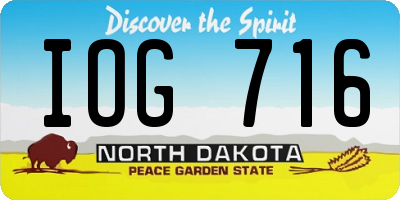ND license plate IOG716