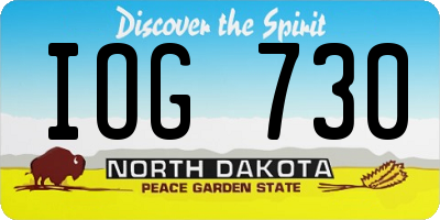 ND license plate IOG730