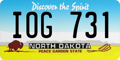 ND license plate IOG731