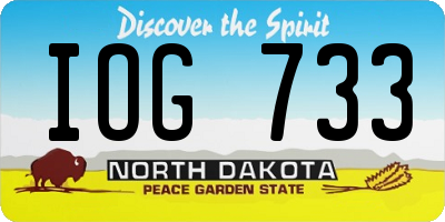 ND license plate IOG733