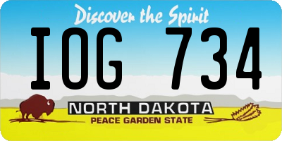 ND license plate IOG734