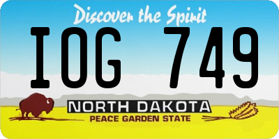 ND license plate IOG749