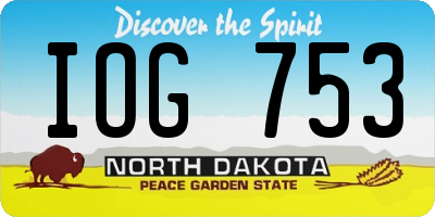 ND license plate IOG753