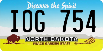 ND license plate IOG754