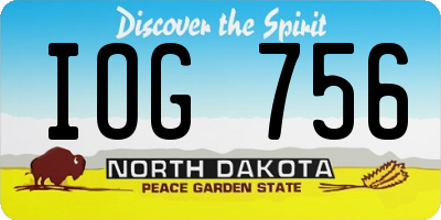 ND license plate IOG756