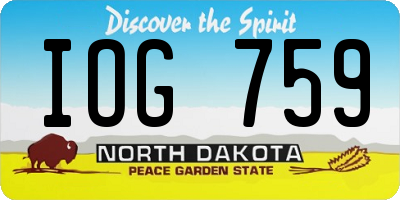 ND license plate IOG759