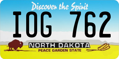 ND license plate IOG762