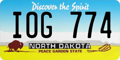 ND license plate IOG774