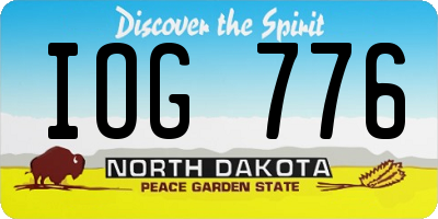 ND license plate IOG776