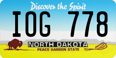 ND license plate IOG778