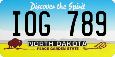 ND license plate IOG789