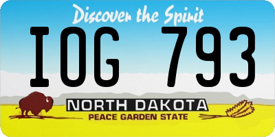 ND license plate IOG793
