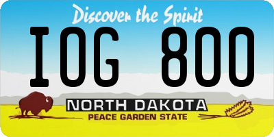 ND license plate IOG800
