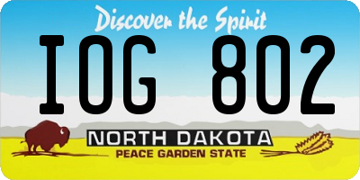 ND license plate IOG802