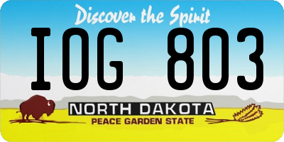 ND license plate IOG803