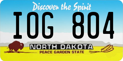ND license plate IOG804
