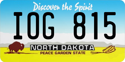 ND license plate IOG815