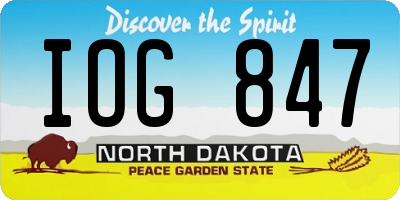 ND license plate IOG847