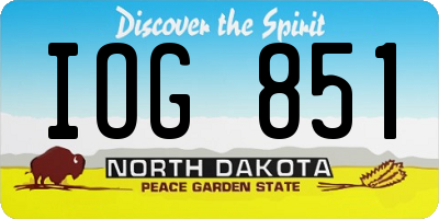 ND license plate IOG851