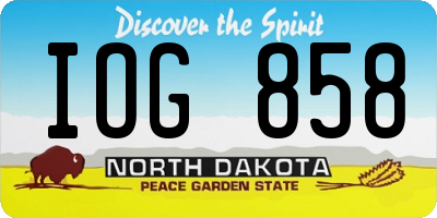 ND license plate IOG858
