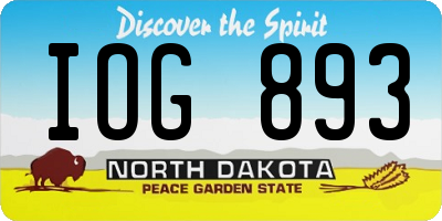 ND license plate IOG893
