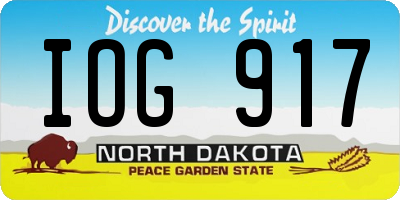 ND license plate IOG917