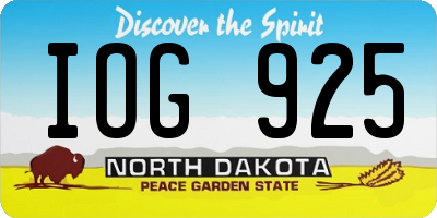 ND license plate IOG925