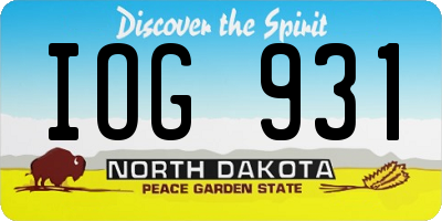 ND license plate IOG931