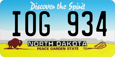 ND license plate IOG934
