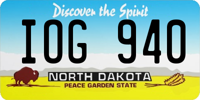 ND license plate IOG940