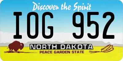 ND license plate IOG952