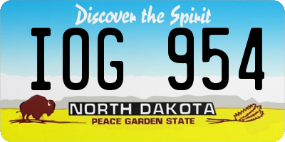 ND license plate IOG954
