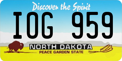 ND license plate IOG959