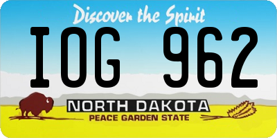 ND license plate IOG962
