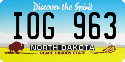 ND license plate IOG963