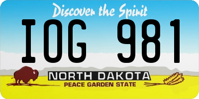 ND license plate IOG981
