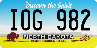 ND license plate IOG982