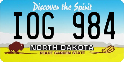 ND license plate IOG984