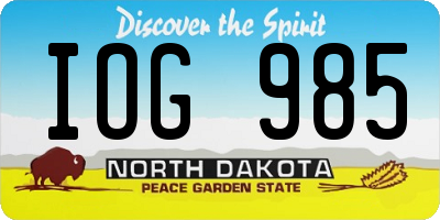 ND license plate IOG985
