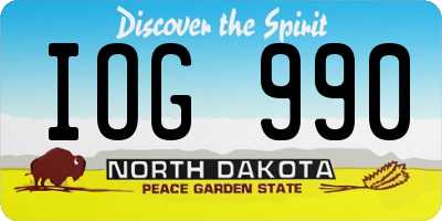 ND license plate IOG990