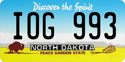 ND license plate IOG993