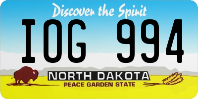 ND license plate IOG994
