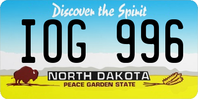 ND license plate IOG996