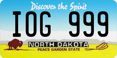 ND license plate IOG999