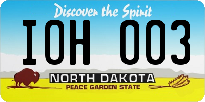ND license plate IOH003