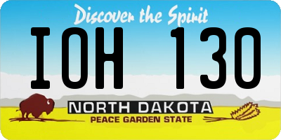 ND license plate IOH130