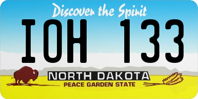 ND license plate IOH133