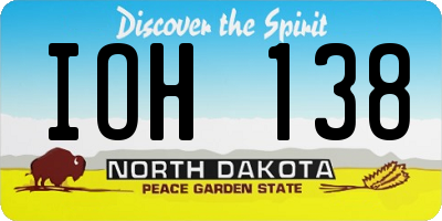 ND license plate IOH138
