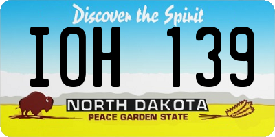 ND license plate IOH139