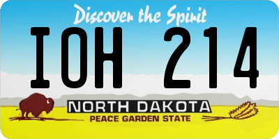 ND license plate IOH214